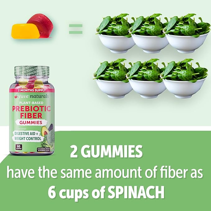 Yuve Fiber Gummies - Delicious - 3g Soluble Fiber Gummy Supplement - Supports Digestive Health & Regularity - Vegan & Gluten-Free Fiber Gummies for Adults & Women - Non-GMO & Low Sugar - 60Ct (2 Pack)