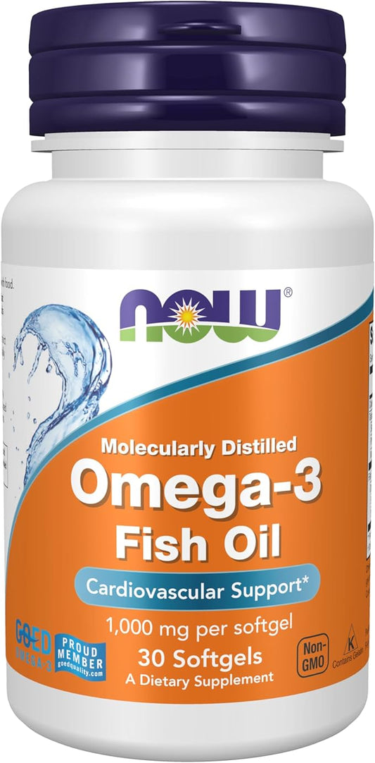 NOW Foods Supplements, Omega-3 180 EPA / 120 DHA, Molecularly Distilled, Cardiovascular Support*, 30 Softgels