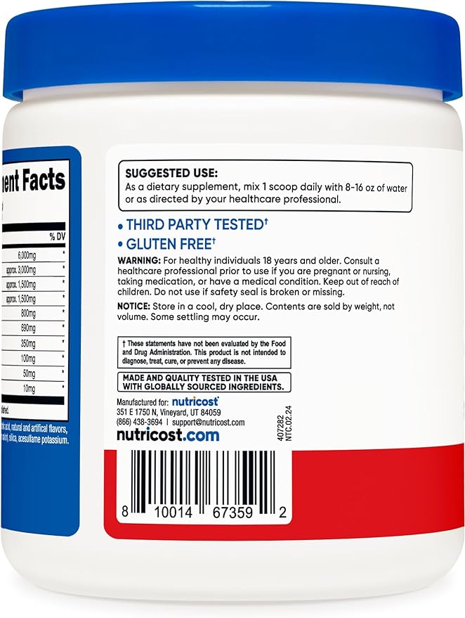 Nutricost EAA Powder 30 Servings (Fruit Punch) - Essential Amino Acids - Non-GMO, Gluten Free, Vegetarian Friendly