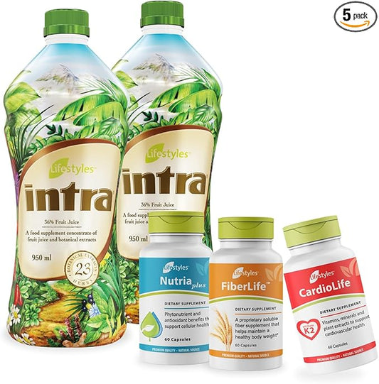 Intra Lifestyles Better Together Kit – Herbal Cleanse Detox Drink Plus Supplements for Immune Support, Gut Health, Cardiovascular Health – 23 Botanical Extracts – Made in Canada