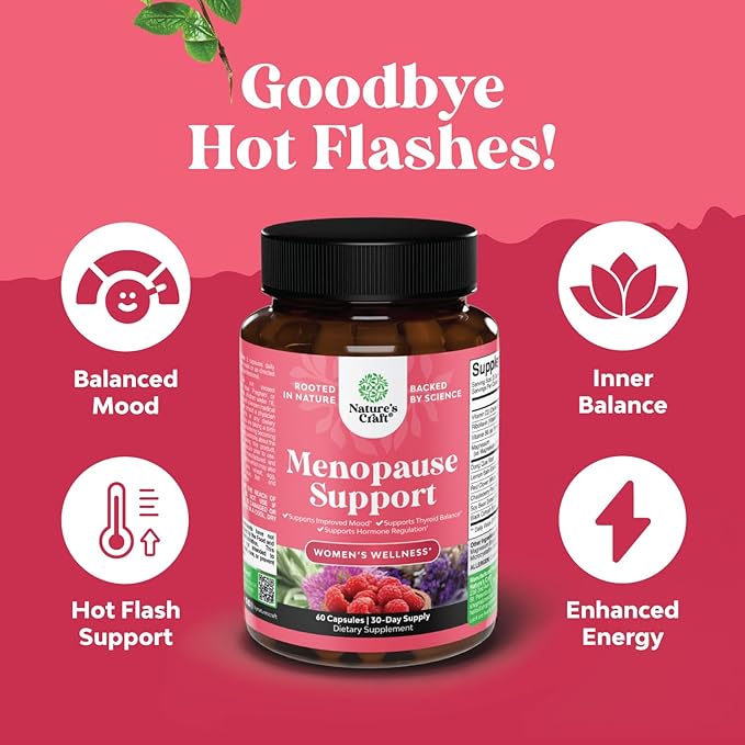 Complete Herbal Menopause Supplement for Women - Multibenefit Menopause Relief Hormone Balance for Night Sweats Mood and More with Dong Quai Vitex Chaste Berry and Black Cohosh - 30 Servings