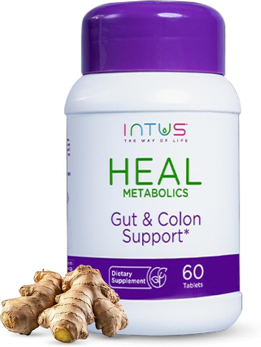 Intus Heal – Gut Health Intus Herbal Support for Digestive Support – Ayurvedic Blend for Complete Wellness – 60 Tablets for Men and Women