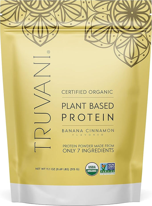 Truvani Vegan Pea Protein Powder | Banana Cinnamon | 20g Organic Plant Based Protein | 10 Servings | Keto | Gluten & Dairy Free | Low Carb | No Added Sugar