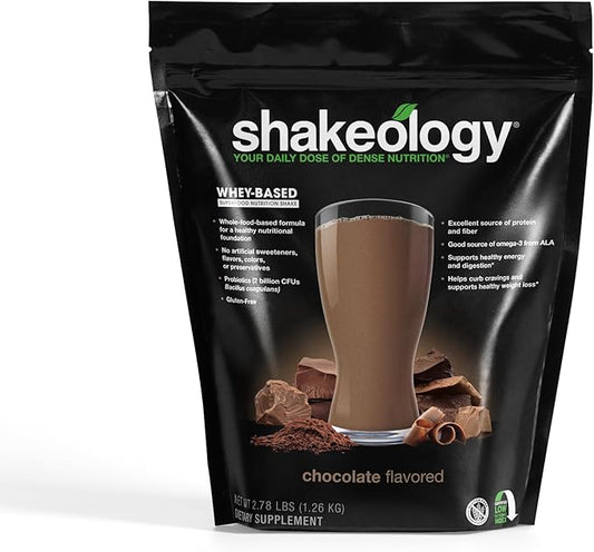Shakeology Whey Protein Powder Blend - Gluten Free, Superfood Protein Shake with Vitamins and Minerals - Helps Support Healthy Weight Loss, Lean Muscle Support, Gut Health - Chocolate, 30 Servings