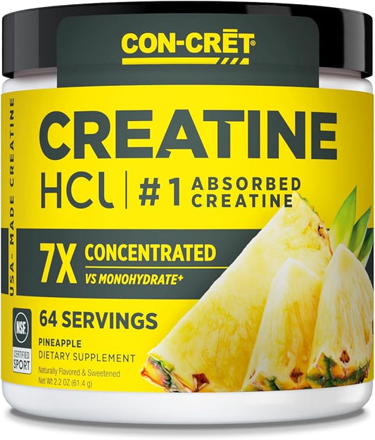 Creatine HCl Powder | Muscle, Cognitive, Cellular Energy Support | No Bloating or Cramps | USA Made & NSF Certified | Pineapple (64 Serving)