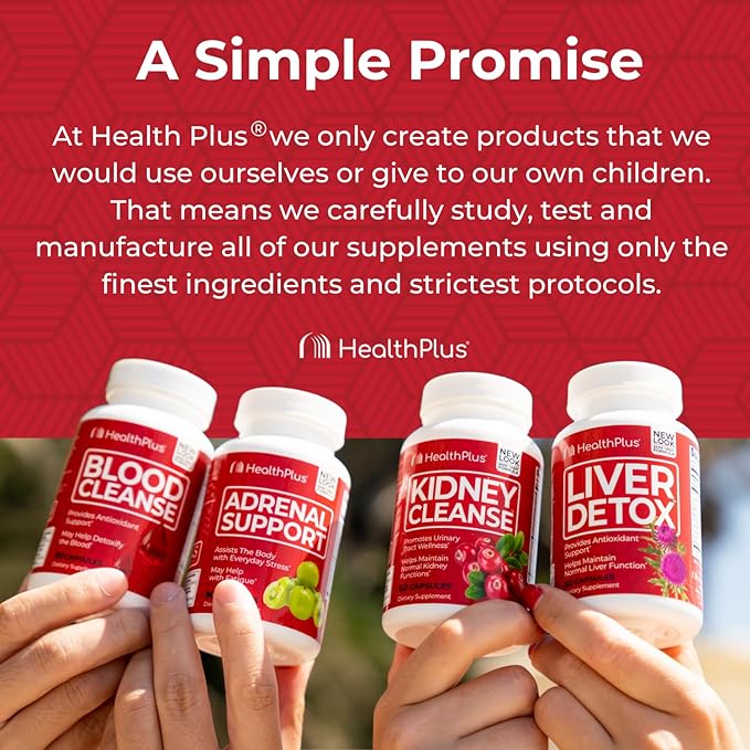 Health Plus Advanced Kidney Cleanse with Cranberry Extract, Turmeric Root and CoQ10, Helps Support Healthy Kidney Function & Urinary Tract Wellness, 60 Capsules