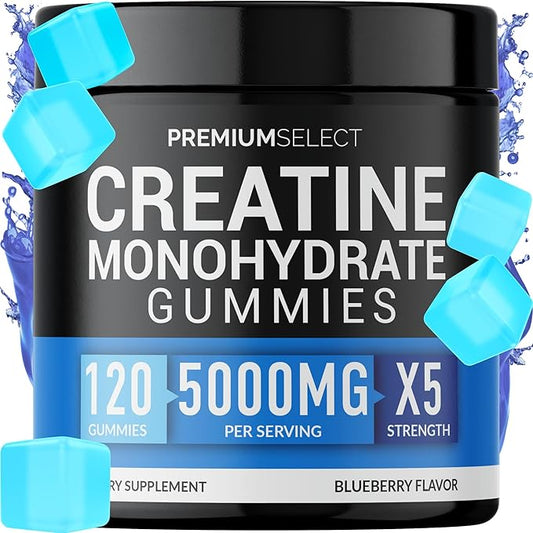 Creatine Gummies for Men & Women 5g Sugar Free - 120 Chewable Creatine Monohydrate Gummies for Muscle Strength, Muscle Builder, Energy Boost, Booty Gain, Pre-Workout & Recovery Supplement Gummy Chews
