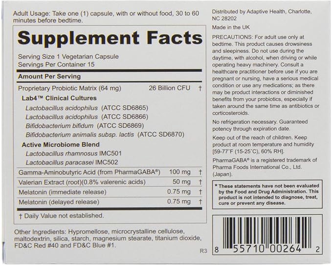 Peptiva 26 Billion CFU Probiotic and Sleep Support - Clinically Validated Multi-Strain Probiotic - Lactobacillus and Bifidobacterium, Melatonin - 15 Count