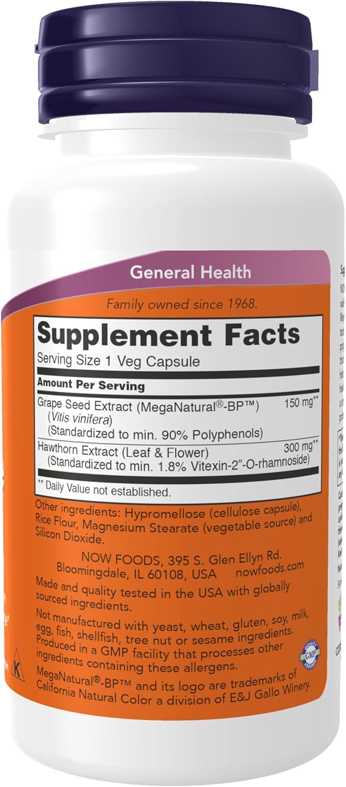 NOW Foods Supplements, Blood Pressure Health with MegaNatural®-BP™, Cardiovascular Support*, 90 Veg Capsules