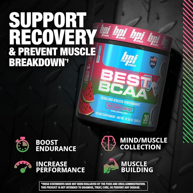 BPI Sports Best BCAA - BCAA Powder Post Workout Sports Drink with Branched Chain Amino Acids for Hydration & Recovery, for Men & Women - Watermelon Ice - 30 Servings