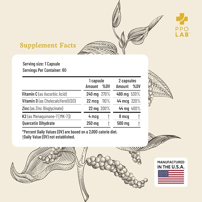 Immune-fx™ Advanced Daily Chelated Zinc Ionophore Immune Support Supplement with Quercetin 500mg Bioflavonoid, Antioxidant Vitamin C, D3, K2, DNA Heart Lung Aid, Clean Certified® 60 Vegan Capsules