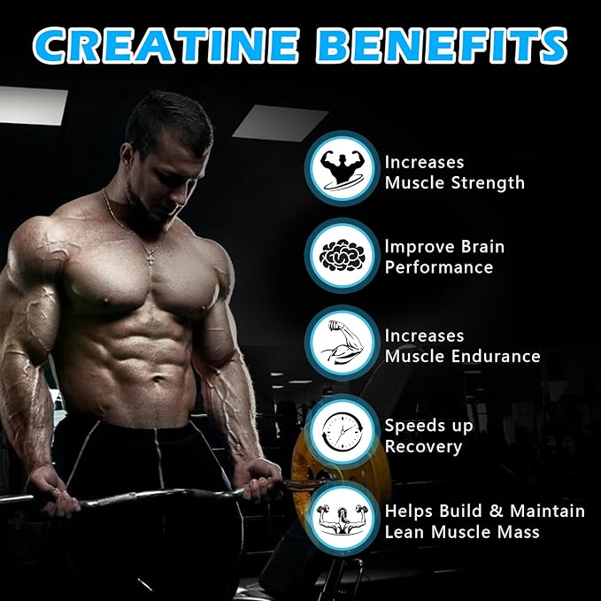 Creatine Monohydrate Gummies 5000mg Sugar Free for Men & Women, with L-Taurine + Vitamin B12 for Muscle Strength, Muscle Builder, Energy Boost, Pre-Workout Supplement Gummy, Blueberry-120 Count