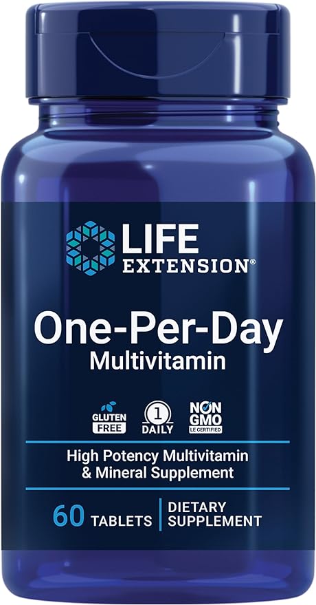 Life Extension One-Per-Day Multivitamin – Packed with Over 25 Vitamins, Minerals & Plant Extracts, Quercetin, 5-MTHF Folate & More – 1-Daily, Non-GMO, Gluten-Free – 60 Tablets
