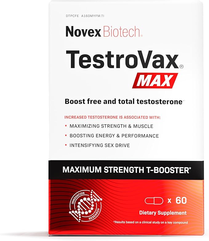 Novex Biotech TestroVax MAX – Daily Testosterone Multivitamin - Dietary Supplements for Boosting Testosterone and Increasing Strength, 60 Ct, 30-Day Supply