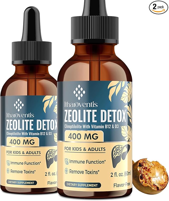 Zeolite Detox for Kids and Adults, Premium Zeolite Clinoptilolite Liquid with Methyl Vitamin B12 & D3, Gentle Heavy Metal Detox for Kids, Energy, and Focus, Monk Fruit Flavor, 4 Fl Oz