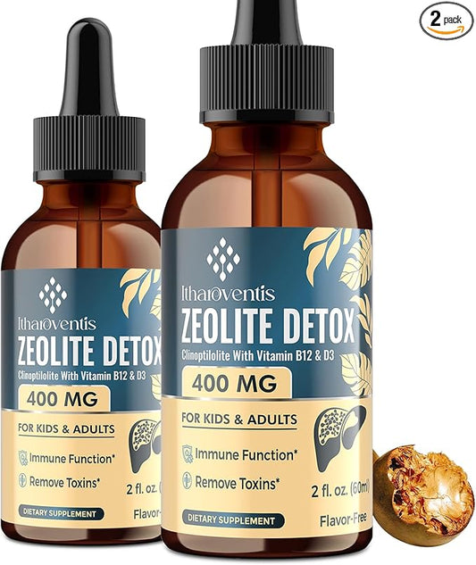 Zeolite Detox for Kids and Adults, Premium Zeolite Clinoptilolite Liquid with Methyl Vitamin B12 & D3, Gentle Heavy Metal Detox for Kids, Energy, and Focus, Monk Fruit Flavor, 4 Fl Oz