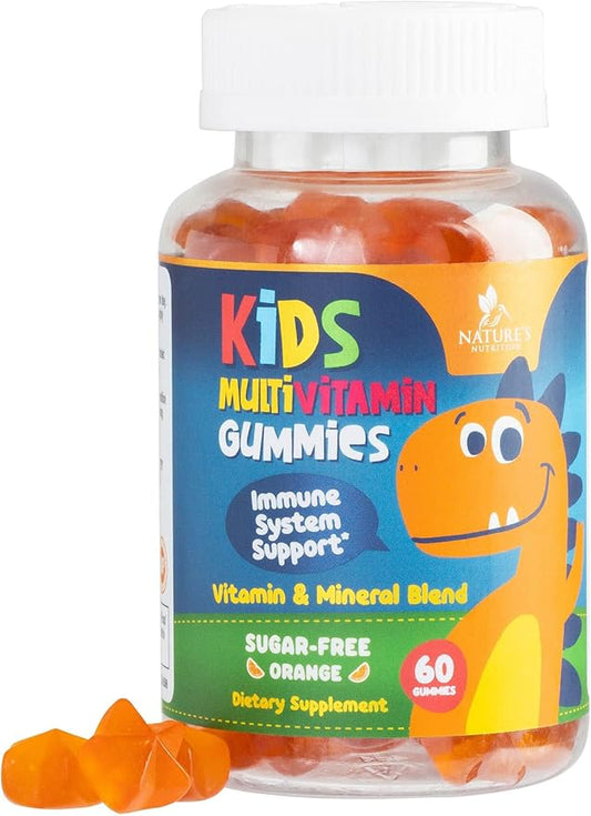 Vitamins for Kids Multivitamin Gummy, Childrens Vitamins Sugar-Free, Overall Health & Immune Support, Vitamin C, B6, B12, D3 & Zinc, Chewable Kids Multi Supplement, Orange Flavor, Non-GMO - 60 Gummies