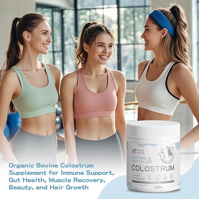 Colostrum Supplement Powder for Humans - Organic Bovine Colostrum Supplement for Gut Health, Hair Growth, Beauty, and Immune Support - Unflavored (73 Servings)