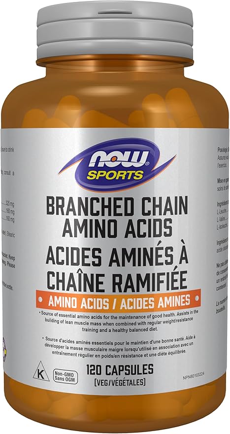 NOW Foods Sports Nutrition, Branched Chain Amino Acids, With Leucine, Isoleucine and Valine, 120 Veg Capsules