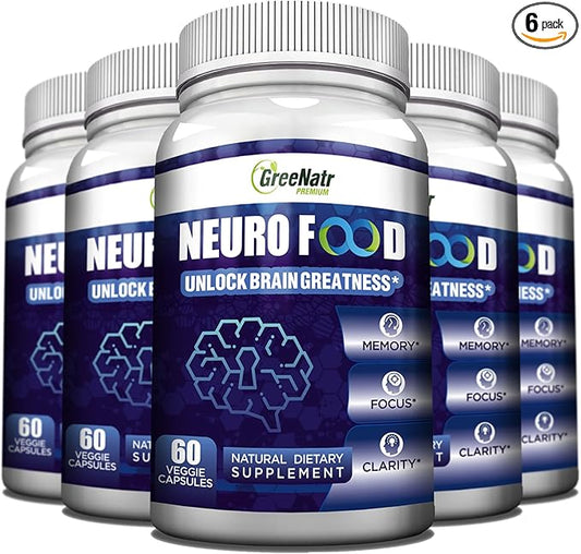 Brain Supplement to Enhance Memory, Energy, Focus, and Clarity with B1, B6, B12 Vitamin, Folic Acid, Calcium and Ginkgo Biloba for Men and Women (6 Bottles)