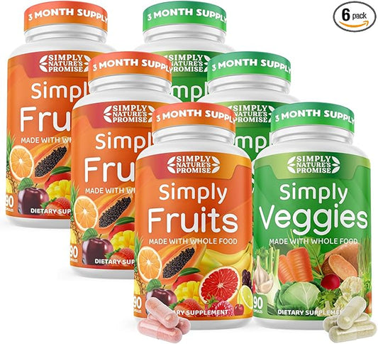 Simply Nature's Promise - Packed with Over 40 Different Fruits & Vegetables - 3 Month Supply- Made with Whole Food Superfoods - with Aloe Vera – 100% Soy Free - 540 Capsules