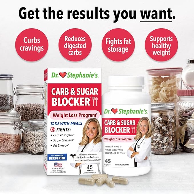Dr. Stephanie's Mealtime Carb & Sugar Blocker - Reduce Digested Carbs & Sugars, Stimulant-Free (2 Pack)