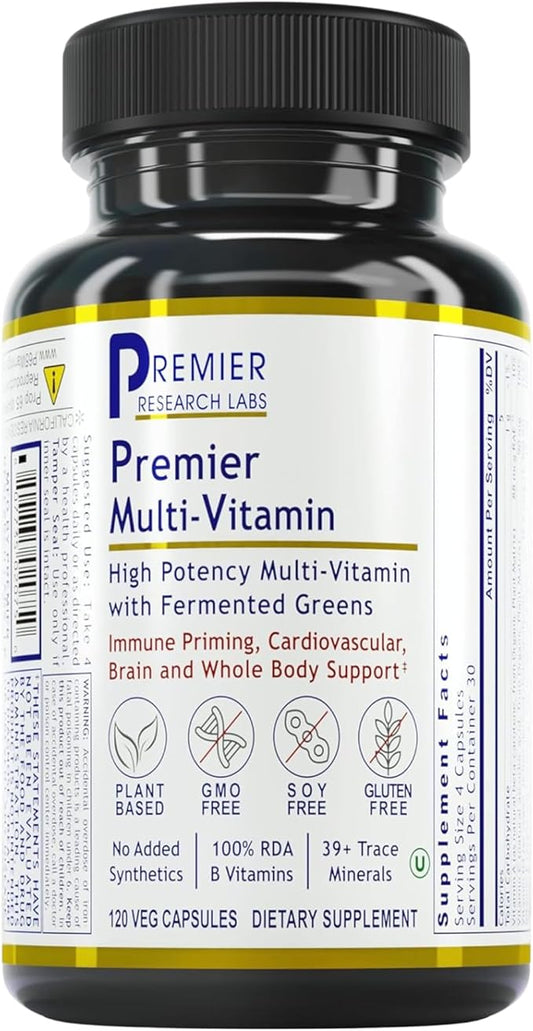 Premier Research Labs Multi-Vitamin: Immune, Brain & Heart Support | with Prebiotics and Postbiotics | Vegan Capsules for Men & Women. Gluten & Soy Free - 120 Plant-Sourced Capsules