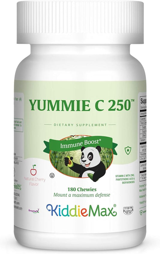 Maxi-Health Chewable Vitamin C - Zinc lozenges - Immune Booster - Cherry Flavor - 180 Chewies - Kosher