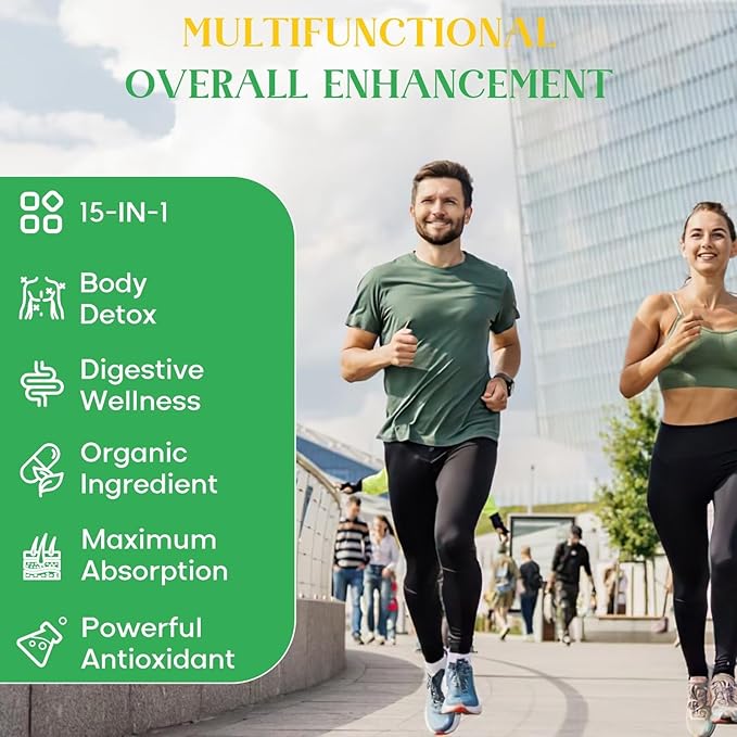 15-in-1 Detox Binder, Activated Charcoal, Zeolite & Bentonite Clay, Chlorella, 1500 MG Supplement Maximum Absorbent, Liver Gut Digestive Toxin Detox Cleanse, 180 Vegan Capsules