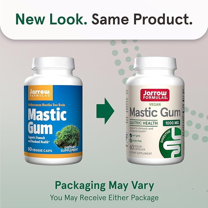 Jarrow Formulas Mastic Gum 1000 mg, Dietary Supplement for Gastrointestinal Health Support, 60 Veggie Capsules, 30 Day Supply, (Pack of 12)