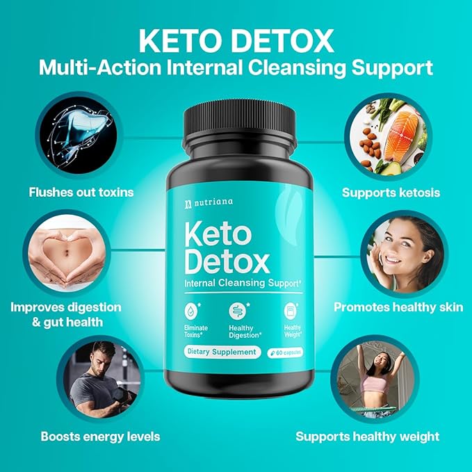 Keto Detox Cleanser - Keto Pills Liver Supplement for Men & Women - Keto Supplement Detox Pills Fasting Supplement for Colon Health, Kidney Support & Boosts Metabolism 60 Capsules