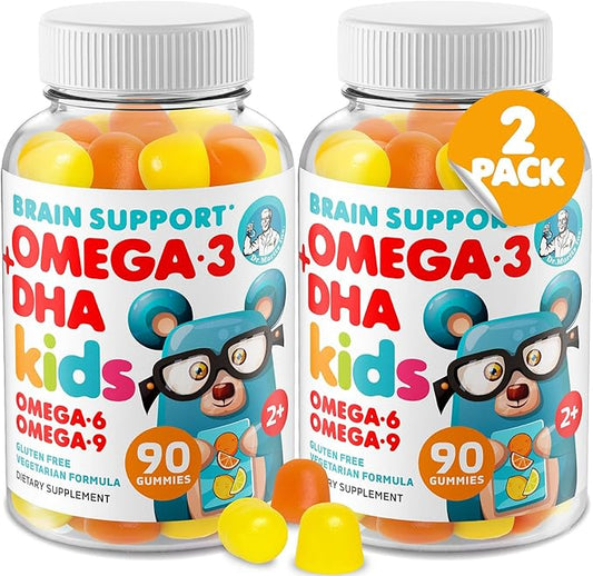 DR. MORITZ Omega 3 Kids Gummies (180 Count), Vegan Omega 3 Gummies for Kids with No Fish Oil, Omega 3 DHA Kids Vitamins for Brain & Heart Health, Gluten-Free Omega 3 6 9 Gummies
