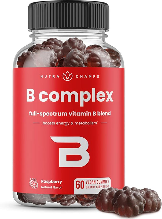 Vitamin B Complex Gummies | Vitamin B Gummies for Women, Men & Kids | Boosts Energy & Metabolism | B Complex Vitamins B1, B2 (Riboflavin), B3 (Niacin), B5, B6, B7 (Biotin), B9 (Folic Acid), Methyl B12