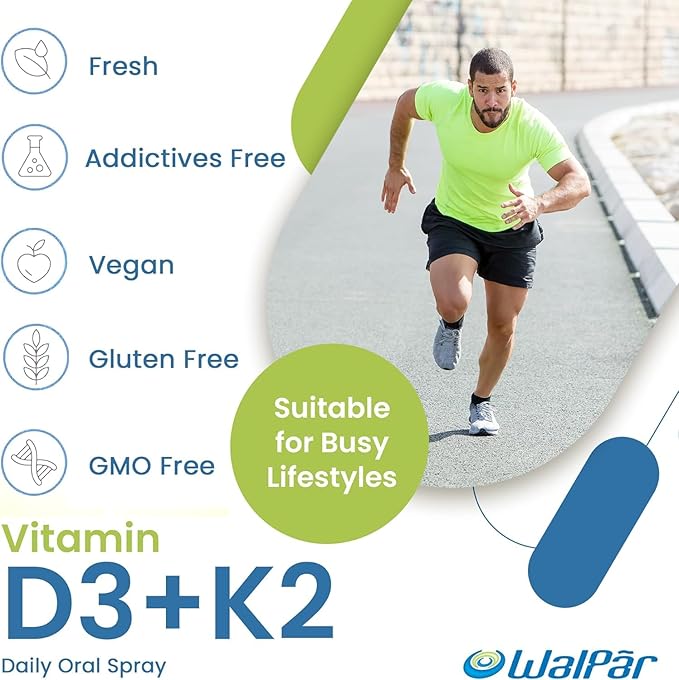Vitamin D3 and K2 Oral Spray (60 Doses) - 75mcg, 3000 IU Multivitamin Spray- Muskmelon Flavor - Easy Absorption Oral Vitamin D Liquid Supplement - Bone Health Support and Immune Spray for Adults