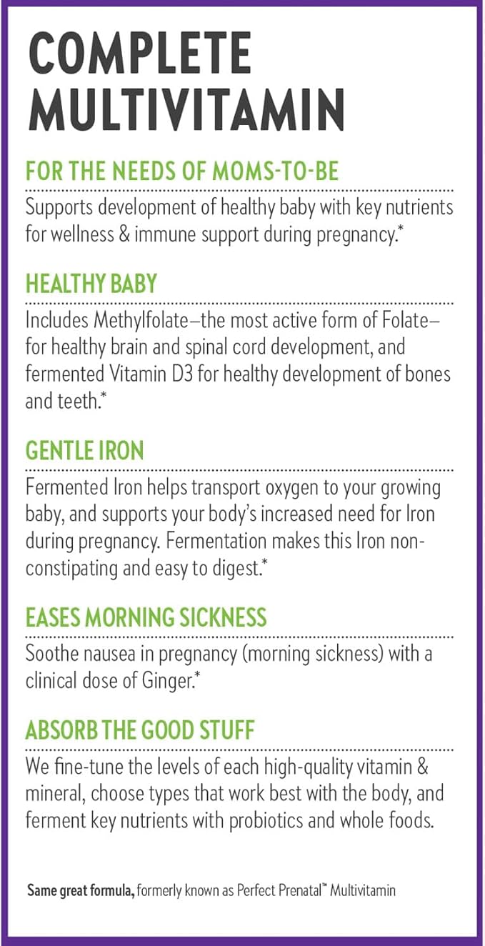New Chapter Advanced Perfect Prenatal Vitamins, 270ct, Made with Organic, Non-GMO Ingredients for Healthy Baby & Mom - Folate (Methylfolate), Whole-Food Fermented Iron, Vitamin D3 + Ginger