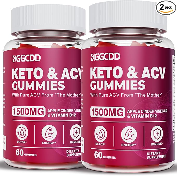 2 Pack Keto ACV Gummies Advanced Formula 1500MG Keto Gummies Apple Cider Vinegar Formulated with Pomegranate Beet Juice Powder B12 120 Gummys