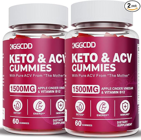 2 Pack Keto ACV Gummies Advanced Formula 1500MG Keto Gummies Apple Cider Vinegar Formulated with Pomegranate Beet Juice Powder B12 120 Gummys
