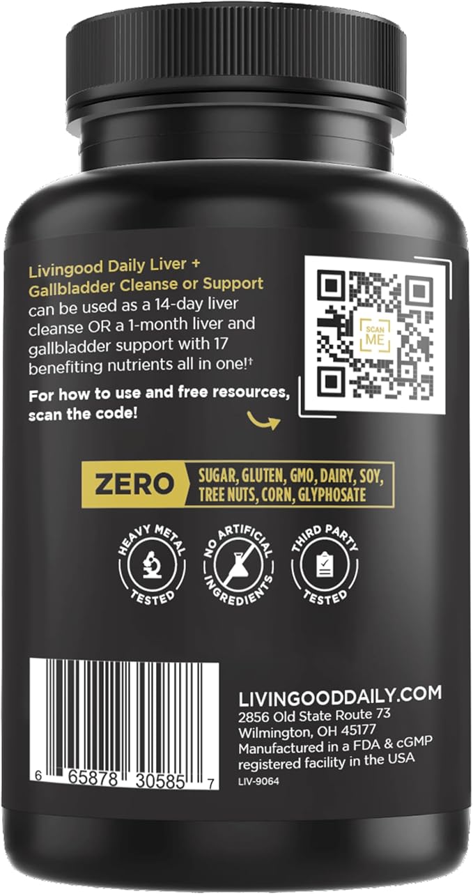 Livingood Daily Liver & Gallbladder Cleanse, 56 Vegetarian Capsules - Gallbladder Supplement with Ox Bile Powder Supports Digestion - Promotes Liver Function - Non-GMO, Gluten-Free & Allergen-Free
