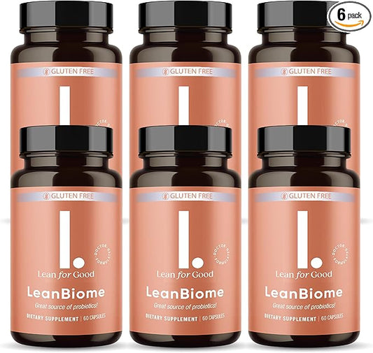 LeanBiome, 9-Strain Probiotic Formula, Supports a Balanced Gut Microbiome, Powerful Gut Probiotics with Greenselect Phytosome - 60 Capsules, 6 Pack