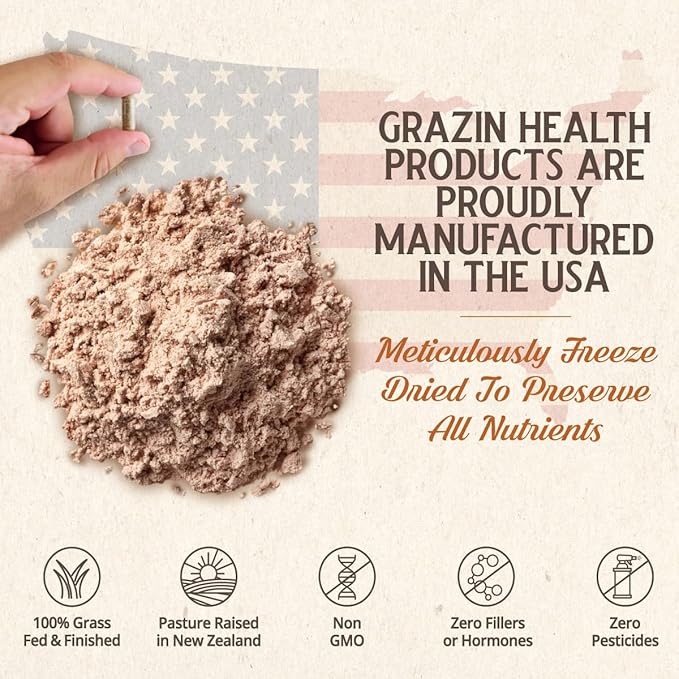 Grass Fed Beef Liver from New Zealand - Freeze Dried 3000mg per Serving (500mg per Capsule) (30 Servings)