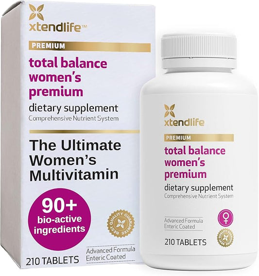 Xtendlife Total Balance Women's Premium Supplement Complete Multivitamin for Females with Over 90 Vitamins, Minerals, Antioxidants for Women (210 Enteric Coated Tablets)