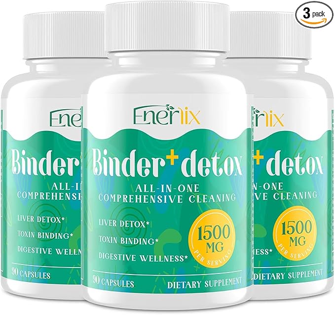 15-in-1 Detox Binder, Activated Charcoal, Zeolite & Bentonite Clay, Chlorella, 1500 MG Supplement Maximum Absorbent, Liver Gut Digestive Toxin Detox Cleanse, 270 Vegan Capsules