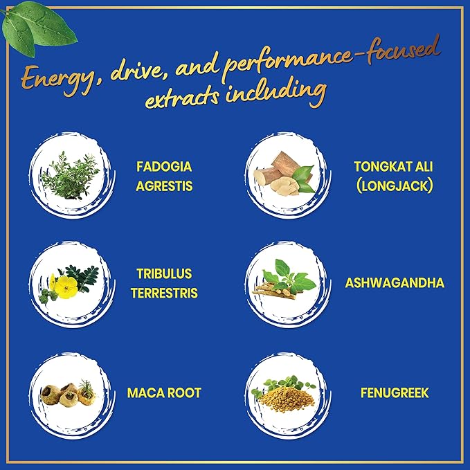 Fadogia Agrestis and Tongkat Ali Supplement - Fadogia Agrestis 600mg, 500mg Longjack Tongkat Ali for Men, Maca Root, Fenugreek, Ashwagandha, Saw Palmetto to Support Energy, Stamina, Vitality - 120Caps