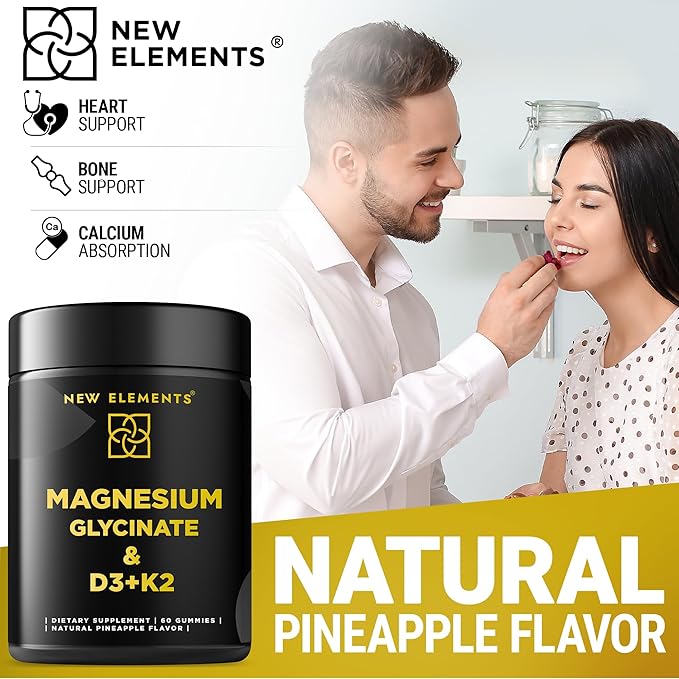 Calm Magnesium Glycinate Gummies 500mg with Vitamin D3 10000 IU and Vitamin K2 100mg - Magnesium Glycinate Supplement For Adults - Healthy Relaxation, Vegan, Non-GMO, Gluten-Free, Natural Grape Flavor