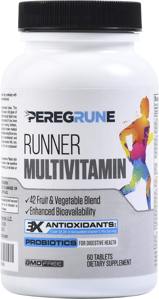 Runner Multivitamin – Engineered Vitamin with Antioxidants for Health/Running Recovery – Complete B Complex for Endurance, Energy – Probiotics, Whole Foods – Certified Running Supplements
