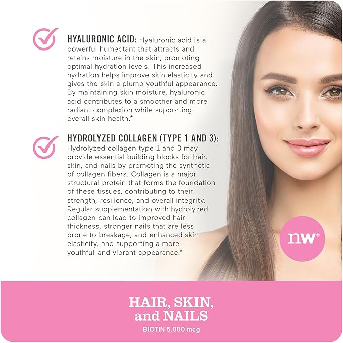 NatureWise Hair Skin and Nails Vitamin, Biotin 5000mcg w/Hyaluronic Acid, Collagen for Women with C, B Complex, D3, A, E, Iron - Non-GMO, Gluten Free - 270 Softgels[3-Month Supply]