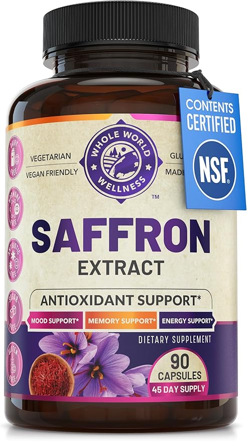 100% Pure Saffron Extract - NSF Certified. Supports Weight and Appetite Health, Mood, Focus, Memory, Digestion, Eye, Skin and Brain Health. Saffron Supplements for Women and Men, 45-Day Supply.