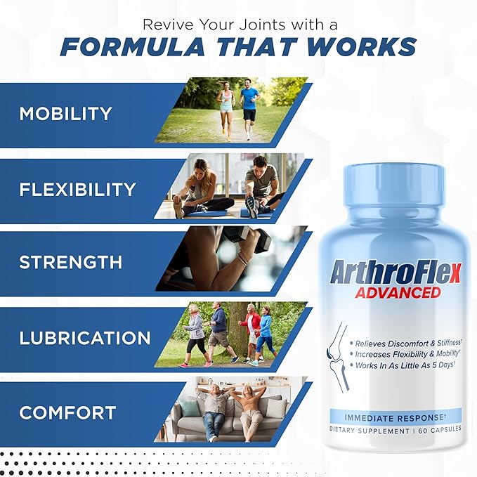 Advanced Joint Support Supplement for Men & Women - Joint Health Supplement - Flexibility & Strength - Discomfort Relief - 60 Servings with Type II Collagen, Turmeric Curcumin, Boswellia Serrata