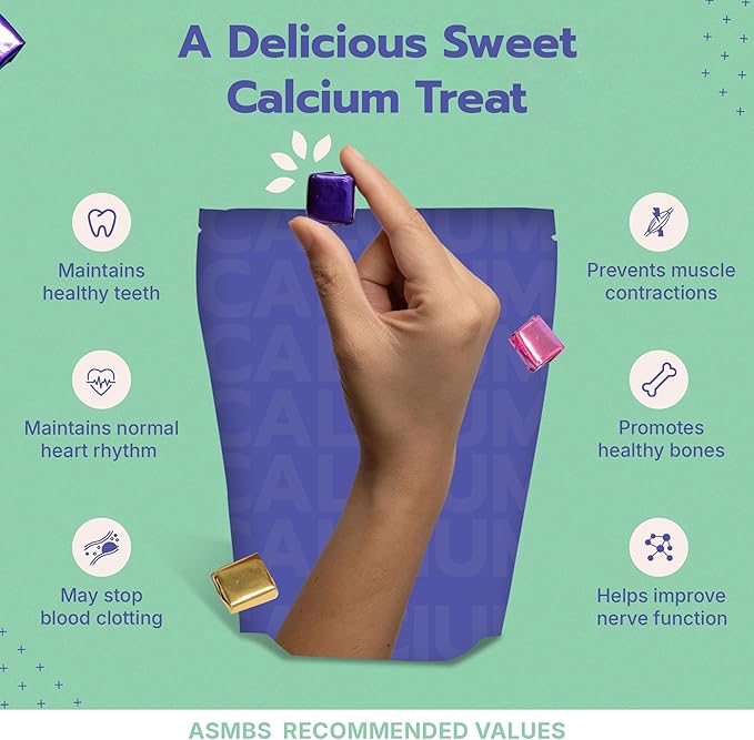 Calcium Citrate Bariatric Calcium Chews with 1000 IU Vitamin D3 - Ideal for Bariatric Patients - BariBurst by Bari Life (Sour Grape)