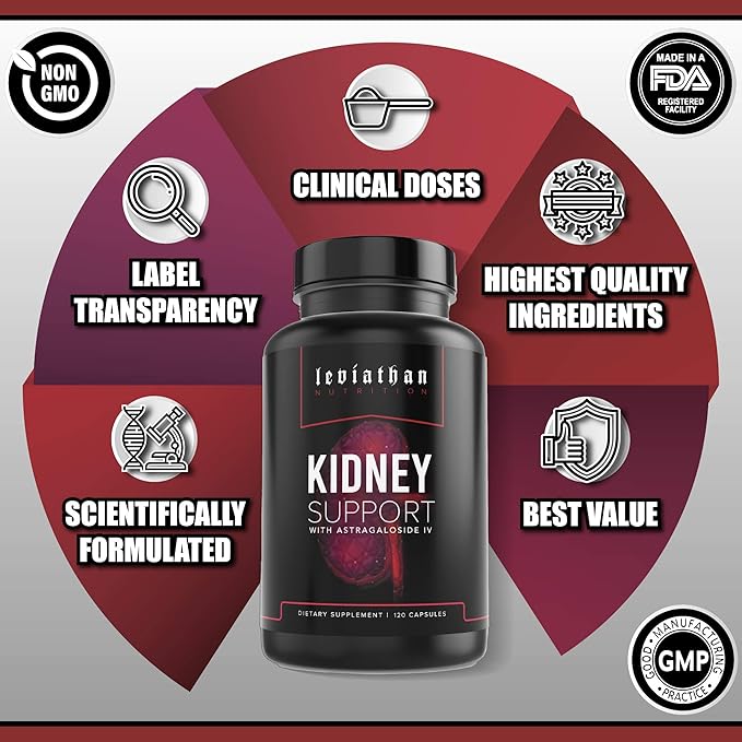 Leviathan Super Kidney Cleanse & Urinary Detox Formula | Optimal Kidney Health & Gallbladder Formula | Full Restore & Detox - Manage Kidney Stones | 120 Caps